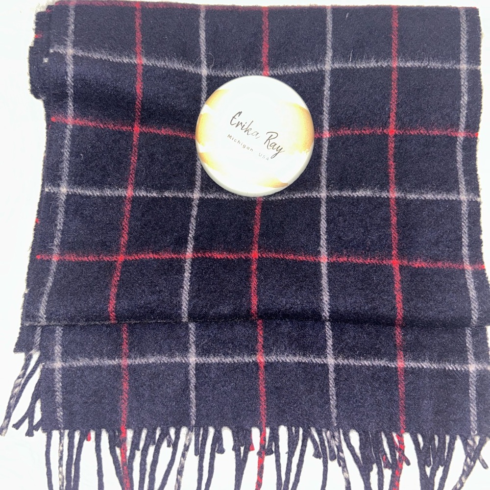 Burberry Navy Vintage Plaid Cashmere Scarf‎